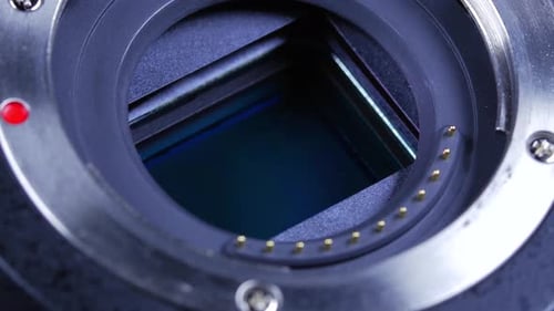 Macro View of Camera Lens Mount and Sensor