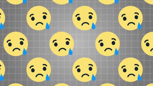 Crying Emoji Faces Looping Background in Flat Design Style