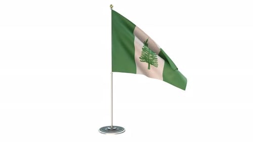 Realistic Flag with Tree Symbol Waving on Pole