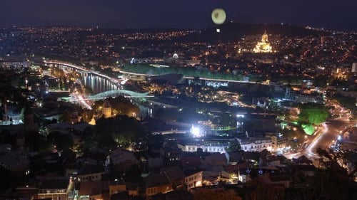 Night timelapse of Tbilisi city