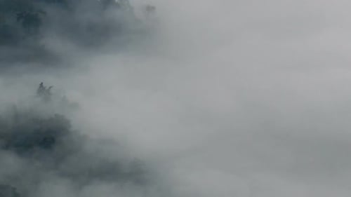 Mountains Shrouded in Mist, Aerial View