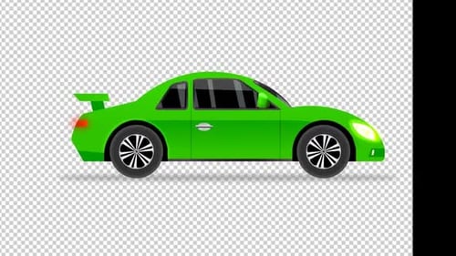Animated Green Sports Car Flat Design