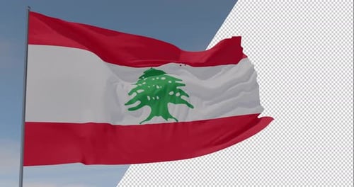 Waving Flag of Lebanon in Realistic Cloth Physics
