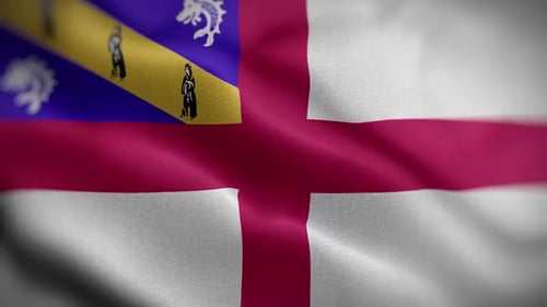 Waving Flag of England and French Ain Department