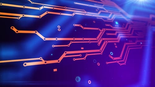 technological background with graphic elements of the interface and computer components