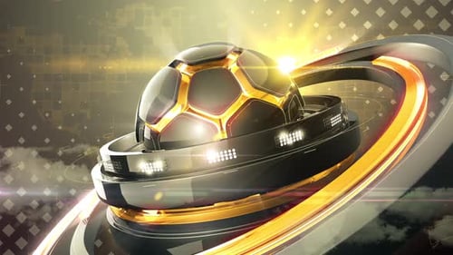 Futuristic Golden Soccer Ball Broadcast Intro Animation