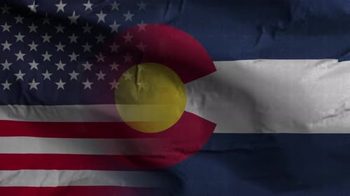 Waving USA and Colorado Flags