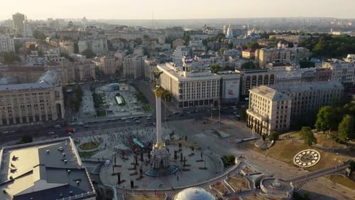 Aerial drone video footage. Centre of Kyiv, Ukraine.