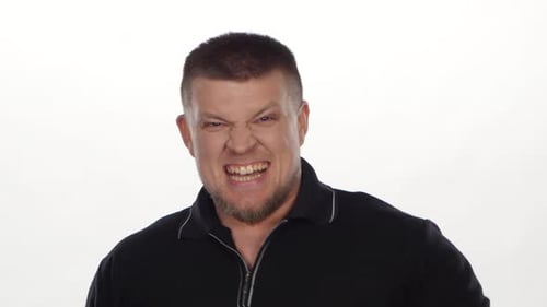 Furious Man Screaming and Shouting Aggressively