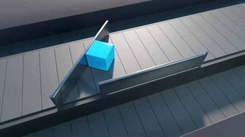 Cubes Sorting Process on a Modern Conveyor Belt Animation