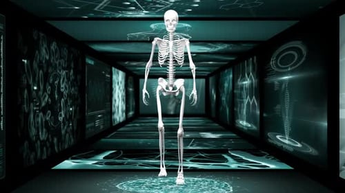 3D Skeleton Walking in Futuristic Medical Science Environment