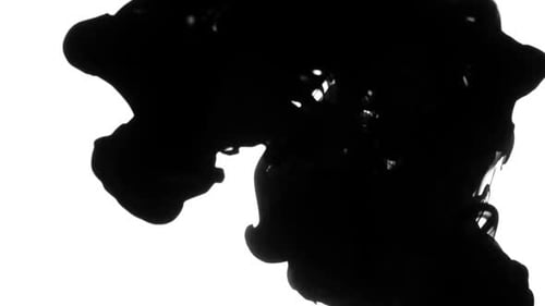 Black Ink Flowing on White Background