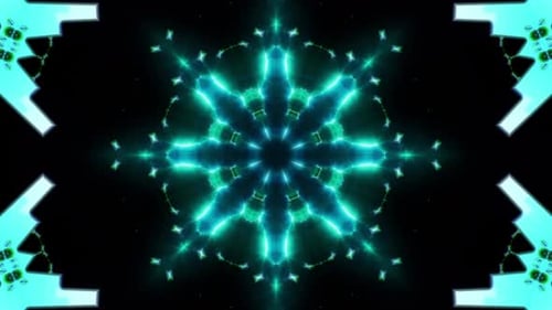 Cyan Kaleidoscope Star Background 4K Loop 01