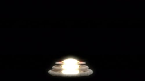 Super Big Atomic Explosion on Black Background Cloud Smoke Motion Animation Burning Fire