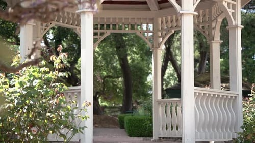Beautiful closeup gazebo structure in the park