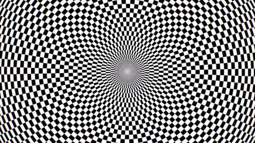 Black and White Hypnotic Optical Illusion Checkerboard Pattern