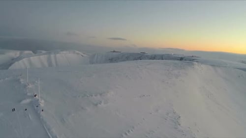 Flying Over Snow Covered Khibinsky Mountains