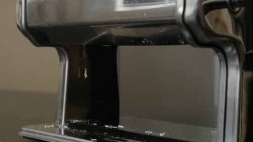 Pasta Dough Flattened with Hand-Cranked Machine