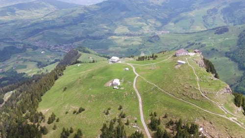 Aerial view of Ebenalp, summit of the Appenzell Alps in Switzerland, Europe