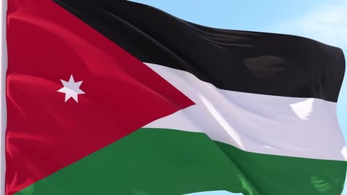 Seamless Loop of Jordan Flag Waving in the Wind