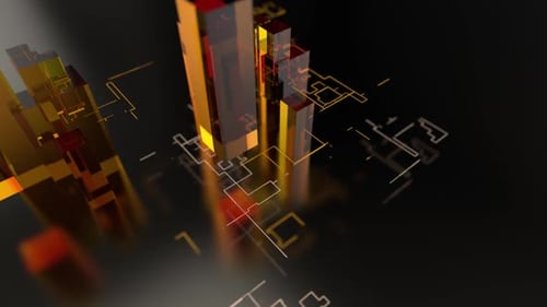 Futuristic Digital Grid Data Blocks Network Animation