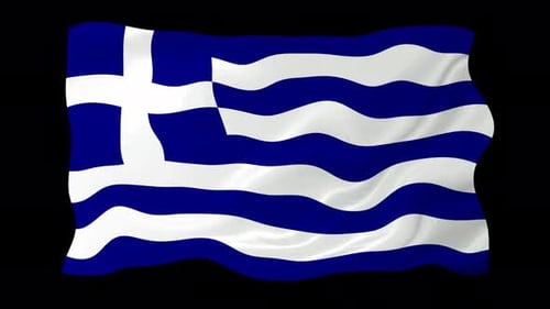 Realistic Waving Greece National Flag Element with Alpha Channel