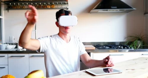 Man using virtual glasses