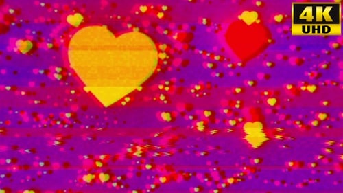 Abstract Glitch Hearts Particle Background Loop