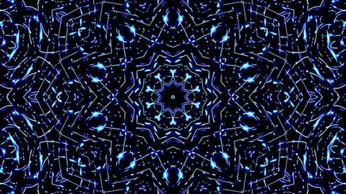 Bright abstract light flickering streaks set blue color, kaleidoscope