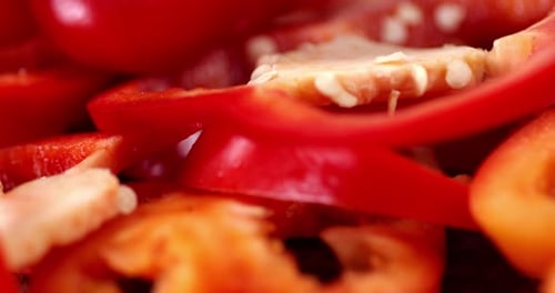 Close Up of Colorful Sliced Bell Peppers