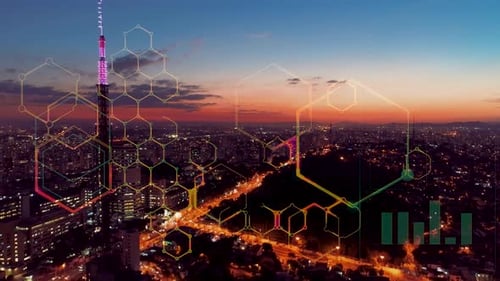 Futuristic effect. Smart city graphic. Cyber technology