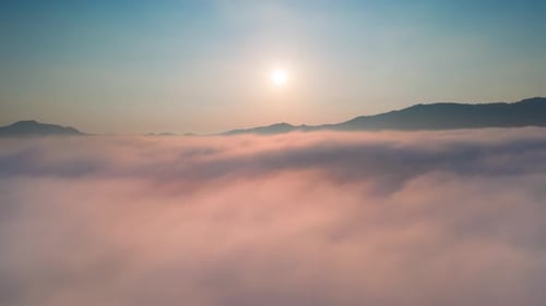 Aerial View of Pink Clouds at Sunrise