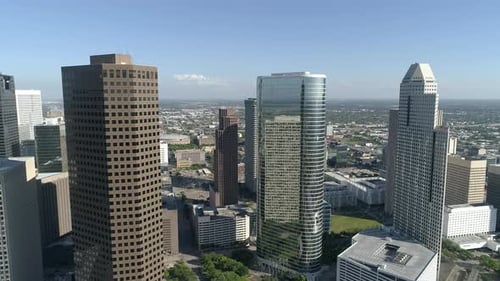Aerial view of skyscrapers in Houston