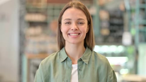 Smiling Young Woman Portrait Close Up