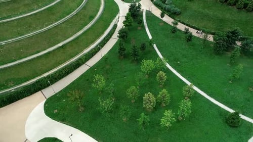 Aerial view of green park 4k