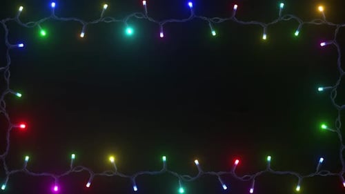 Festive Blinking Multicolored String Lights Frame
