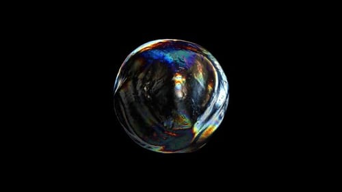 Liquid Steel Sphere Animation Loop with Colorful Reflections