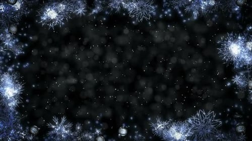 Sparkling Blue Snowflakes Holiday Frame Animation