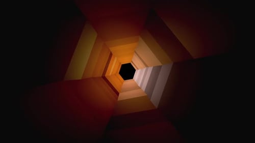 Futuristic Neon Orange Polygon Tunnel