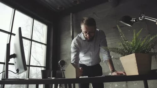 Stylish Workplace: Office in Loft Style, Accessories on the Table
