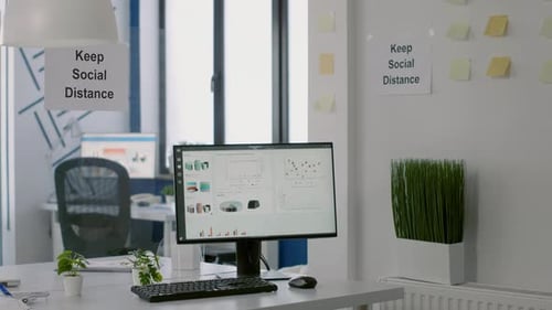 Modern Empty Office Space During Covid 19 Coronavirus Pandemic