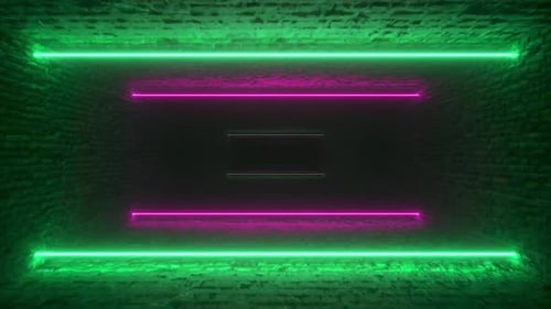 Flying Through Glowing Neon Lines Creating a Brick Tunnel Blue Red Pink Violet Spectrum Fluorescent