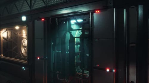 Futuristic Sci-Fi Sliding Doors Opening and Closing Animation
