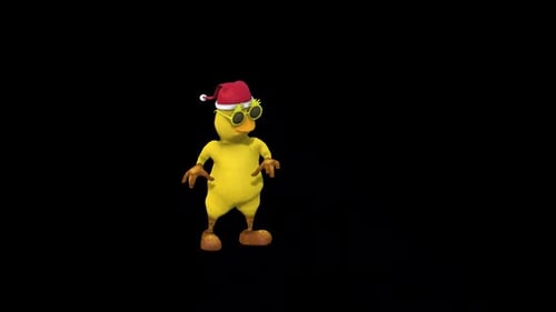 Animated 3D Cartoon Chicken Character Dancing for Christmas