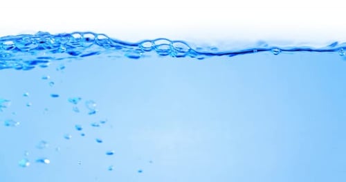 Many Bubbles in Water Close Up, Abstract Water Wave with Bubbles in Slow Motion