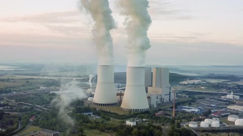 Aerial Video Footage of a Coal-fired Power Plant