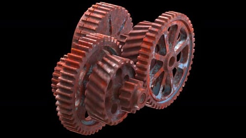 Rusty Interlocking Gears Mechanical Looping Animation