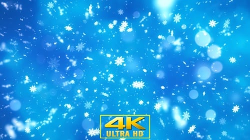 Seamless Falling Snowflakes with Blue Bokeh Lights Background