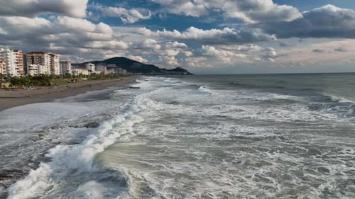 Sea Storm Texture 4K Aerial View 4 K Alanya Turkey