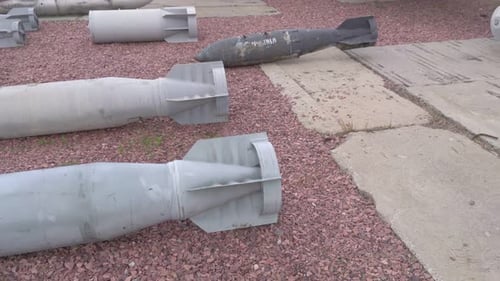 Collection of weathered ordnance and bombs